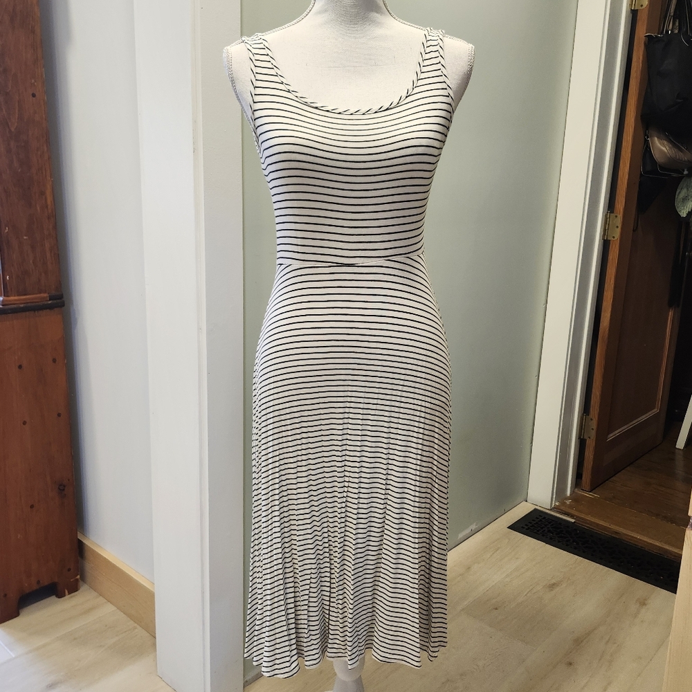 Olivia Rae | Black & White Striped Midi Dress